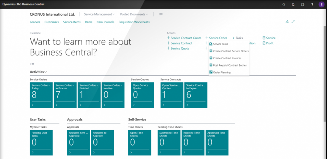 Captura de Microsoft Dynamics 365 Business Central.